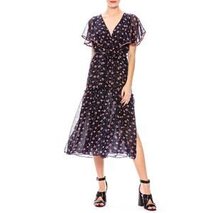 MISA Veronique Flutter Sleeve Floral Chiffon Maxi Midi Dress Shopbop XS $326